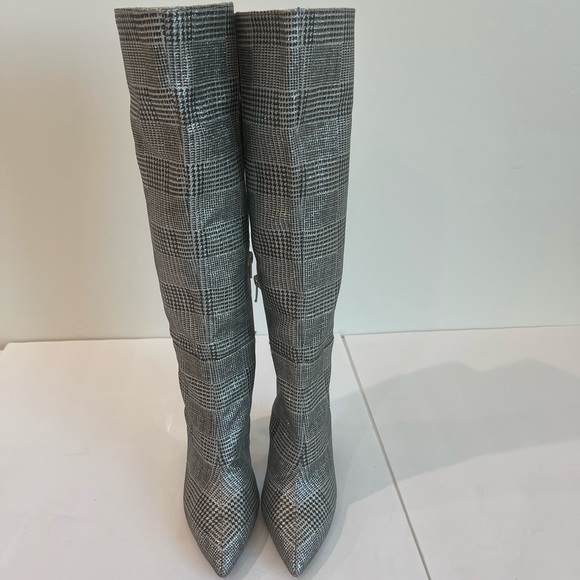 NEW GIANNI BINI Junypear Plaid Silver Glitter Boot size 5.5 - Picture 6 of 15